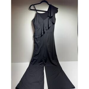 Women’s Sexy Spaghetti Strap Romper Jumpsuit Wide Leg Sz L Black New
